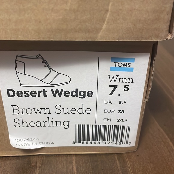 TOMS Brown Suede Wedges Size 7.5 - Picture 5 of 5